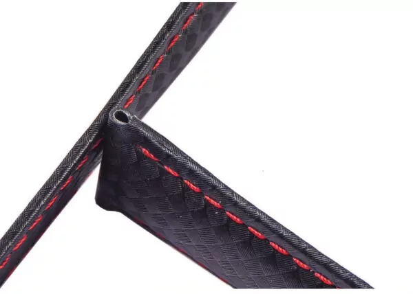 THSF54i Strap in Leather Carbon Fiber in Black with Red Stitches for TAG Heuer Carrera, Monaco, Aquaracer