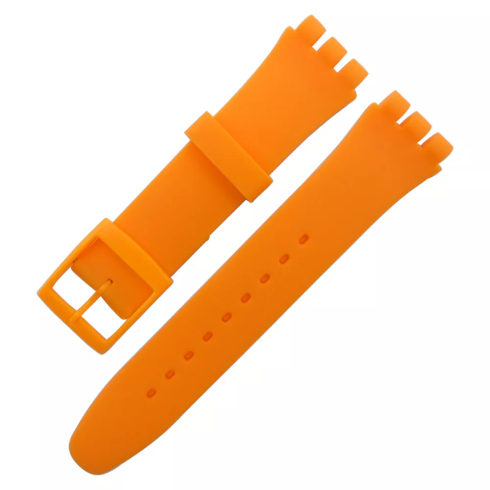 Silicon-Remplacement-strap-Swatch-16-17-18-19-20mm-20 Strap in Orange Silicone for Swatch