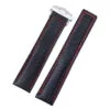 THFL1L3L Strap in Leather Carbon Fiber in Black with Red Stitches for TAG Heuer Carrera, Monaco, Aquaracer