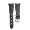 tiffany blue stitching 2 Black & Ice Blue Strap Band for Tissot PRX Bracelet with Quick-Release in Alligator/Crocodile Grain with End Link 26x12mm
