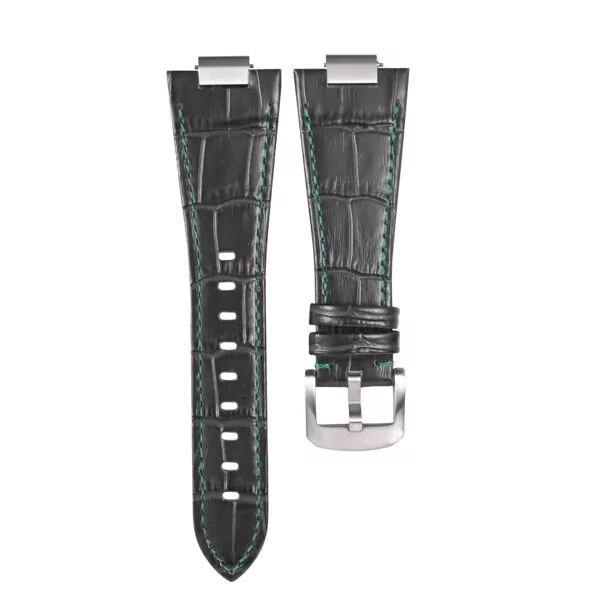 tiffany blue stitching 2 Black & Ice Blue Strap Band for Tissot PRX Bracelet with Quick-Release in Alligator/Crocodile Grain with End Link 26x12mm