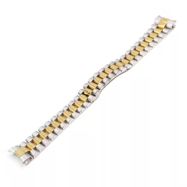 Two-Tone Steel & Gold Strap Bracelet President for Rolex Datejust Solid End Link 13,20mm Stainless Steel
