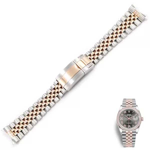 Two-Tone Steel & Rose Gold Strap Bracelet Jubilee for Rolex Datejust 19 Two-Tone Steel & Rose Gold Strap Bracelet Jubilee for Rolex Datejust 19,20mm Stainless Steel
