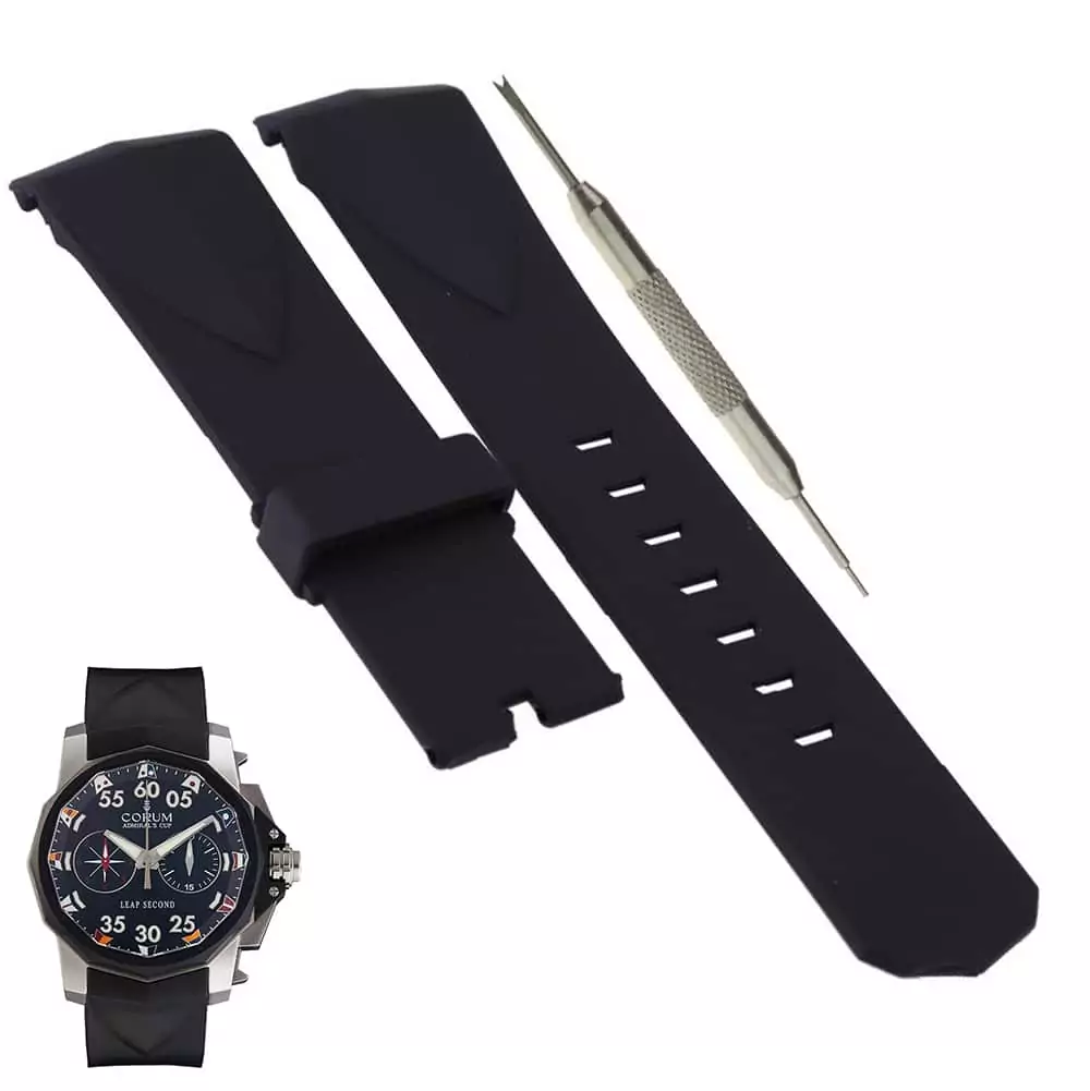 Corum Black Rubber Strap for Corum Admiral's Cup - 2 Sizes