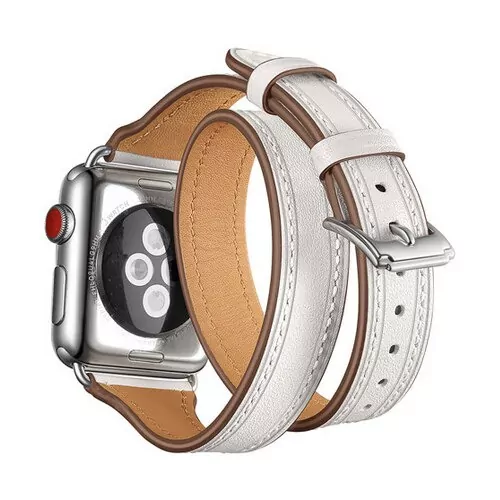 white_racelet-en-cuir-pour-bracelet-de-montre_variants-4 White Double Tour Slim Band Apple iWatch Hermes In Leather