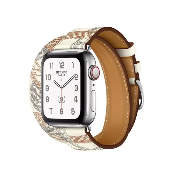 our-bracelet-de-montre-apple-5-4-3-2-he_main-3 White Printed Double Tour Band Apple iWatch Hermes In Leather