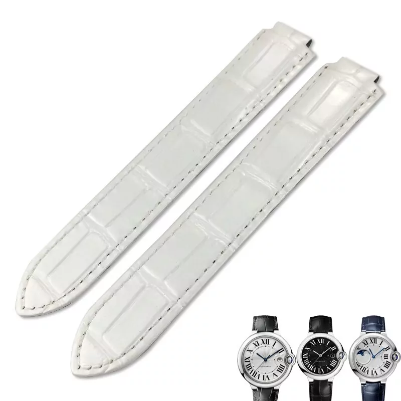 white_racelet-de-montre-en-cuir-14-16-18-20_variants-6 White Strap Ballon Bleu Cartier In Crocodile/Alligator Grain
