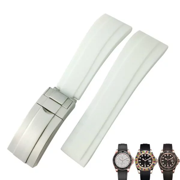 white-strap-for-rolex-submariner-gmt-daytona-datejust-20mm-in-rubber-without White Strap for Rolex Submariner, GMT, Daytona, Datejust 20mm In Rubber