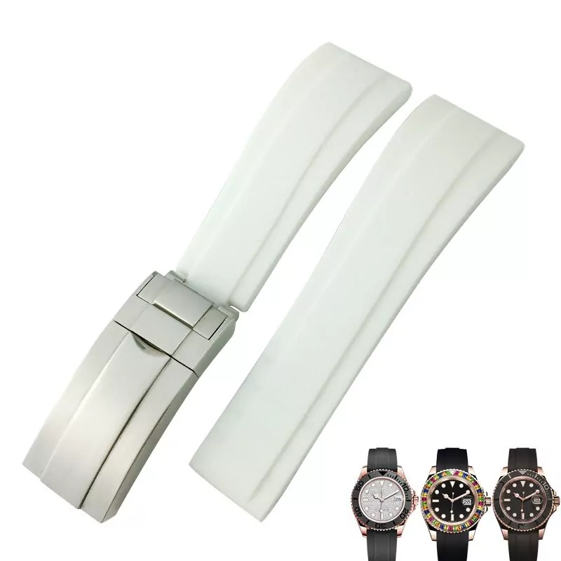 white-strap-for-rolex-submariner-gmt-daytona-datejust-20mm-in-rubber-without White Strap for Rolex Submariner, GMT, Daytona, Datejust 20mm In Rubber