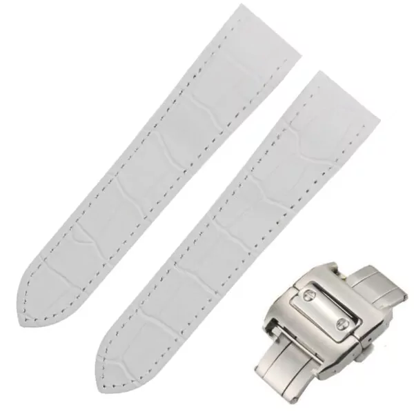 5_20mm-23mm-bracelet-de-montre-en-cuir-de-vachette-italien-de-haute-qualit-bracelet-de-montre copy White Strap Santos Medium Cartier in Crocodile/Leather Grain - 20mm