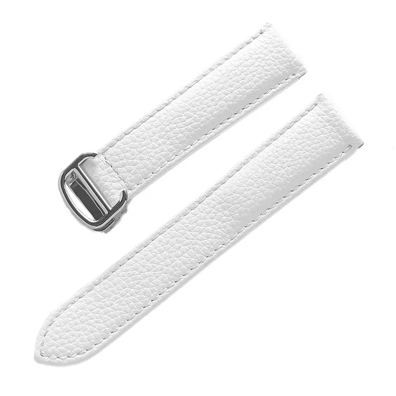 white_leather-strap-lychee-pattern-soft-leathe_variants-19 White Bracelet for Cartier Tank in Pebbled Calf Leather – 7 Sizes