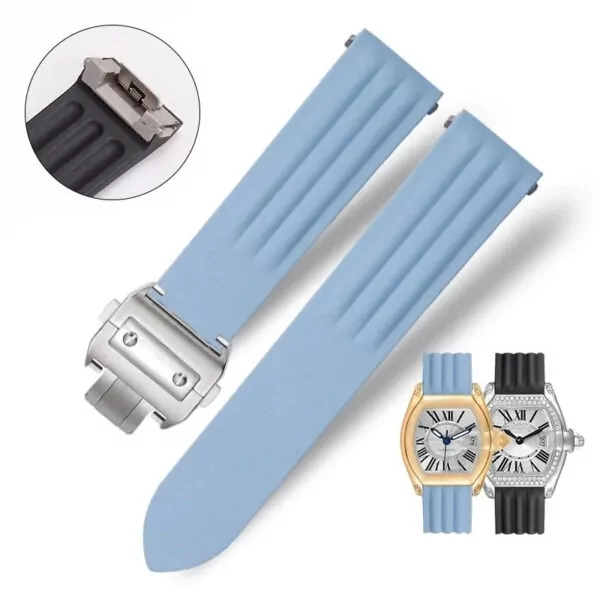 Watch_Strap_for_Cartier_Roadster_In_Rubber_1 Light Blue Rubber Strap Band for Cartier Roadster Quick Switch - 19mm
