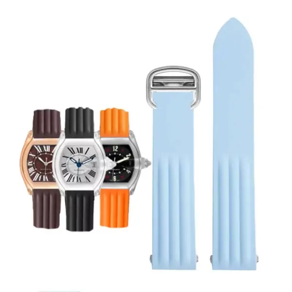 Watch_Strap_for_Cartier_Roadster_In_Rubber_11 Light Blue Rubber Strap Band for Cartier Roadster Quick Switch - 19mm