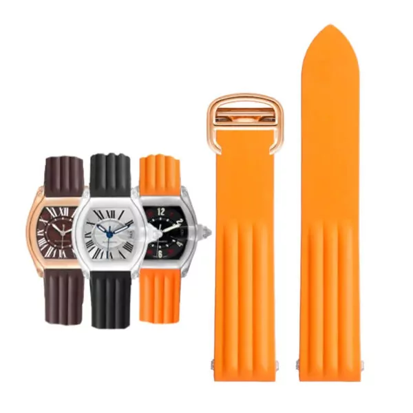 Watch_Strap_for_Cartier_Roadster_In_Rubber_12 Orange Rubber Strap Band for Cartier Roadster Quick Switch – 19mm