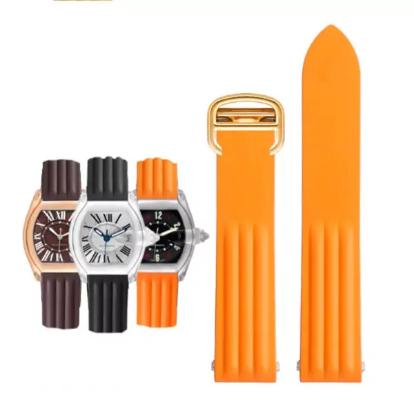 Watch_Strap_for_Cartier_Roadster_In_Rubber_13 Orange Rubber Strap Band for Cartier Roadster Quick Switch – 19mm