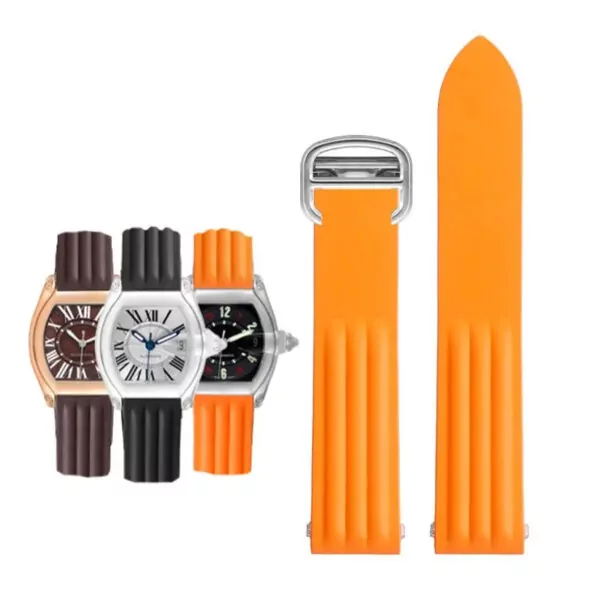 Watch_Strap_for_Cartier_Roadster_In_Rubber_15 Orange Rubber Strap Band for Cartier Roadster Quick Switch – 19mm