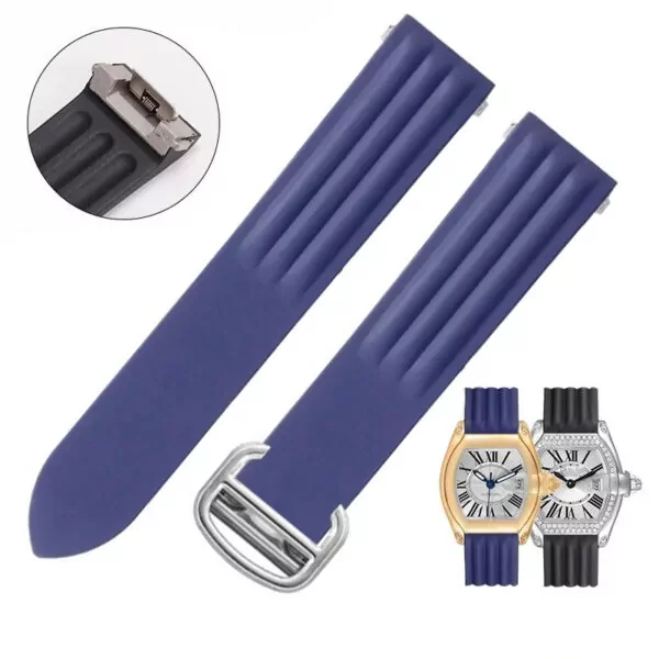 Watch_Strap_for_Cartier_Roadster_In_Rubber_18 Blue Rubber Strap Band for Cartier Roadster Quick Switch – 19mm