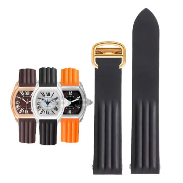 Watch_Strap_for_Cartier_Roadster_In_Rubber_29 Black Rubber Strap Band for Cartier Roadster Quick Switch - 19mm