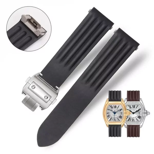 Black Rubber Strap for Cartier Roadster Quick Switch