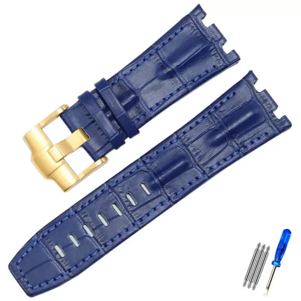 Corned_crocodile_pattern_strap_for_Audemars_Piguet_royal_oak_offshore_ap_11 Blue Crocodile Corned Grain Leather Bracelet for Audemars Piguet Royal Oak Offshore - 28mm