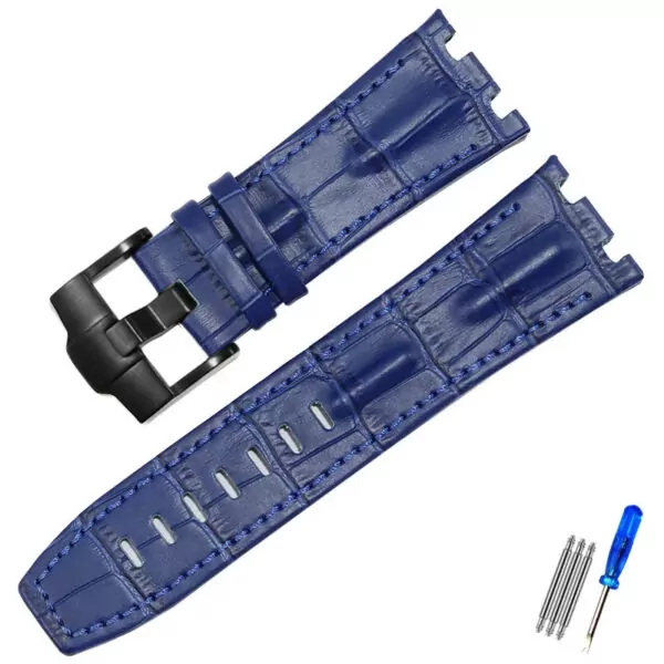 Corned_crocodile_pattern_strap_for_Audemars_Piguet_royal_oak_offshore_ap_12 Blue Crocodile Corned Grain Leather Bracelet for Audemars Piguet Royal Oak Offshore - 28mm