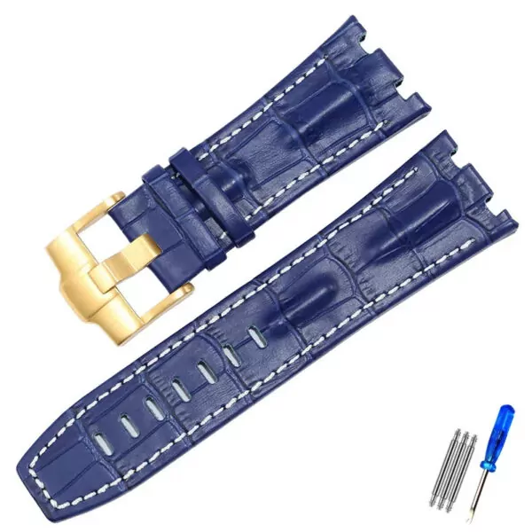 Corned_crocodile_pattern_strap_for_Audemars_Piguet_royal_oak_offshore_ap_13 Blue & White Crocodile Corned Grain Leather Bracelet for Audemars Piguet Royal Oak Offshore - 28mm