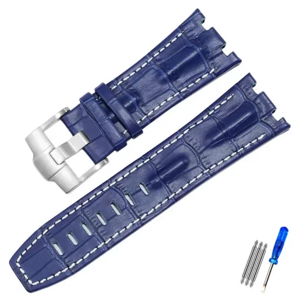 Corned_crocodile_pattern_strap_for_Audemars_Piguet_royal_oak_offshore_ap_14 Blue & White Crocodile Corned Grain Leather Bracelet for Audemars Piguet Royal Oak Offshore - 28mm