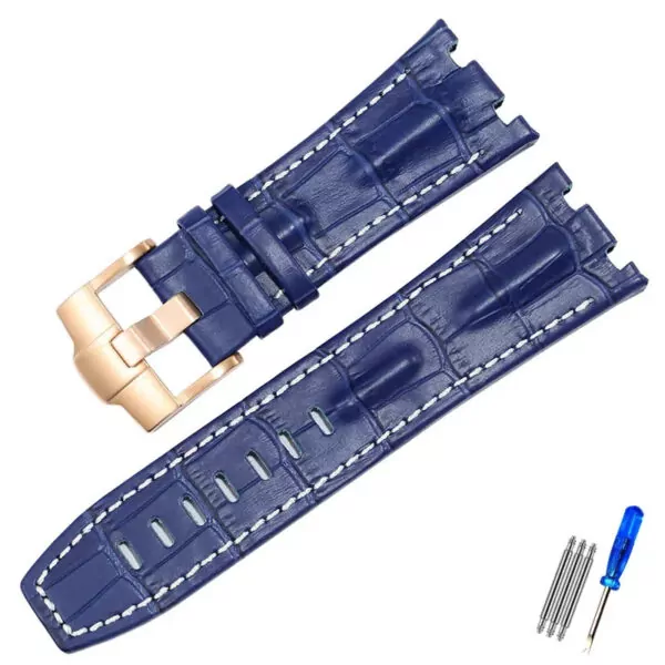 Corned_crocodile_pattern_strap_for_Audemars_Piguet_royal_oak_offshore_ap_15 Blue & White Crocodile Corned Grain Leather Bracelet for Audemars Piguet Royal Oak Offshore - 28mm
