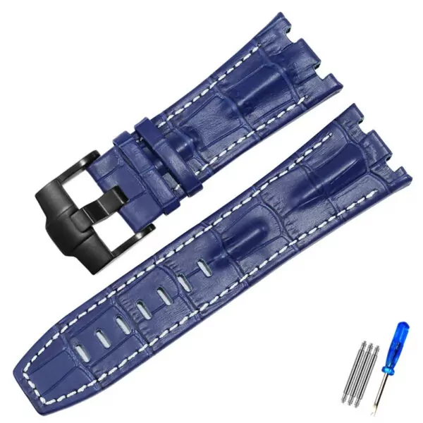 Corned_crocodile_pattern_strap_for_Audemars_Piguet_royal_oak_offshore_ap_16 Blue & White Crocodile Corned Grain Leather Bracelet for Audemars Piguet Royal Oak Offshore - 28mm