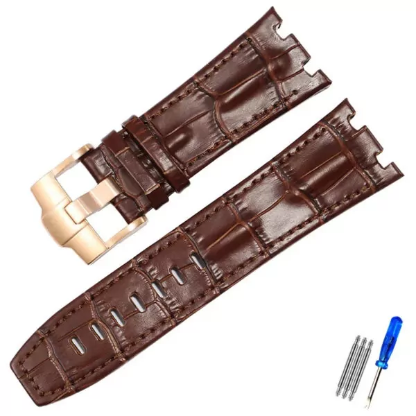 Corned_crocodile_pattern_strap_for_Audemars_Piguet_royal_oak_offshore_ap_17 Brown Crocodile Corned Grain Leather Bracelet for Audemars Piguet Royal Oak Offshore - 28mm