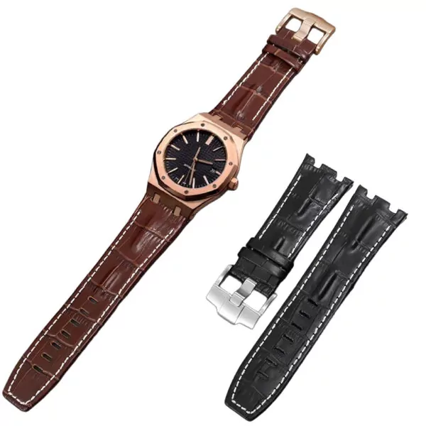 Corned_crocodile_pattern_strap_for_Audemars_Piguet_royal_oak_offshore_ap_2 Brown Crocodile Corned Grain Leather Bracelet for Audemars Piguet Royal Oak Offshore - 28mm