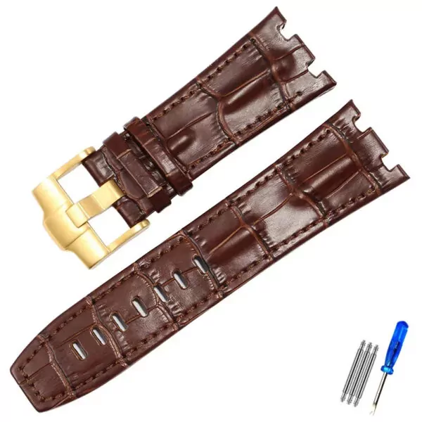 Corned_crocodile_pattern_strap_for_Audemars_Piguet_royal_oak_offshore_ap_20 Brown Crocodile Corned Grain Leather Bracelet for Audemars Piguet Royal Oak Offshore - 28mm