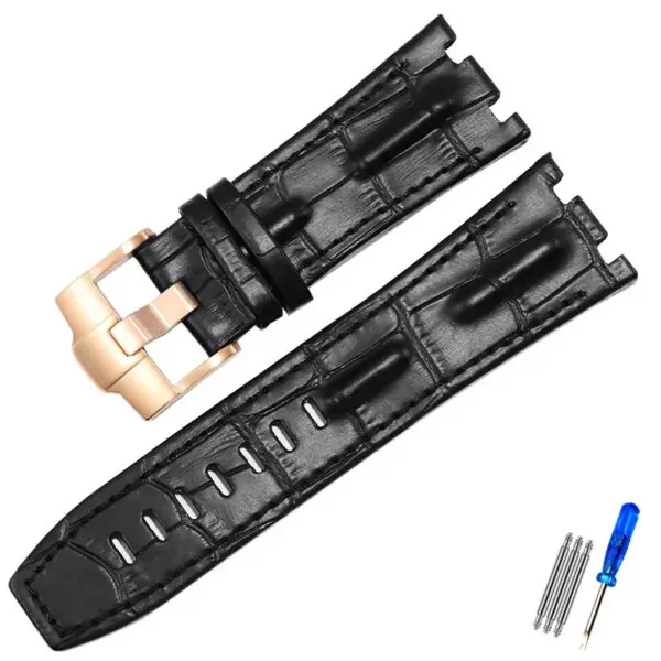 Corned_crocodile_pattern_strap_for_Audemars_Piguet_royal_oak_offshore_ap_21 Black Crocodile Corned Grain Leather Bracelet for Audemars Piguet Royal Oak Offshore - 28mm