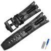 Corned_crocodile_pattern_strap_for_Audemars_Piguet_royal_oak_offshore_ap_22 Black Crocodile Corned Grain Leather Bracelet for Audemars Piguet Royal Oak Offshore - 28mm