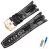 Corned_crocodile_pattern_strap_for_Audemars_Piguet_royal_oak_offshore_ap_26 Black & White Crocodile Corned Grain Leather Bracelet for Audemars Piguet Royal Oak Offshore - 28mm