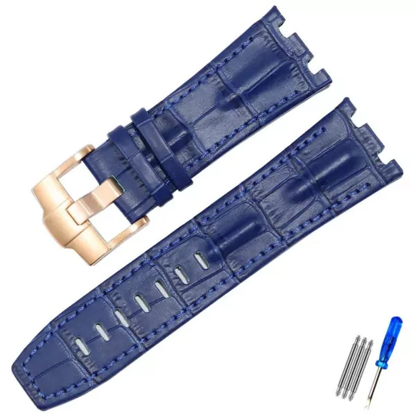 Corned_crocodile_pattern_strap_for_Audemars_Piguet_royal_oak_offshore_ap_8 Blue Crocodile Corned Grain Leather Bracelet for Audemars Piguet Royal Oak Offshore - 28mm