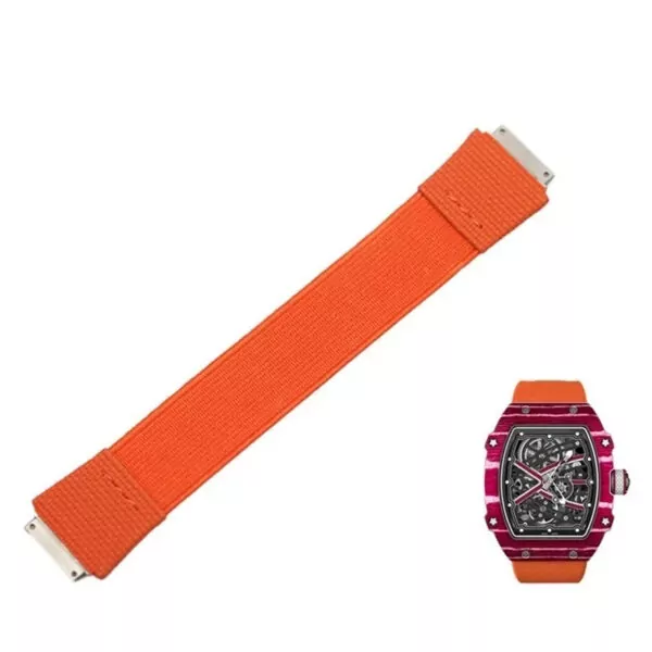 Elastic_Band_for_ Richard Mille RM055, pour RM030 RM67-02 RM35-02_11 Orange Nylon Loop Strap for Richard Mille - RM030, RM035, RM055, RM067...
