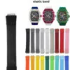Elastic_Band_for_ Richard Mille RM055, pour RM030 RM67-02 RM35-02_2 White Nylon Loop Strap for Richard Mille - RM030, RM035, RM055, RM067...