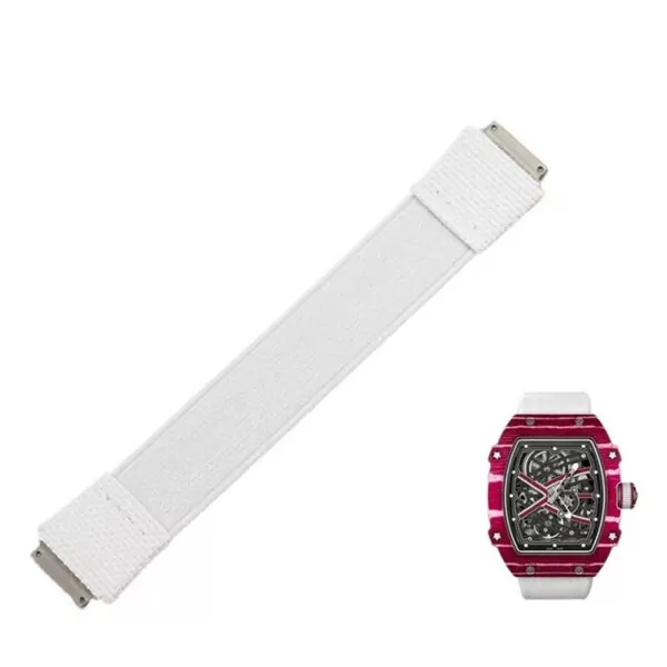 Elastic_Band_for_ Richard Mille RM055, pour RM030 RM67-02 RM35-02_6 White Nylon Loop Strap for Richard Mille - RM030, RM035, RM055, RM067...