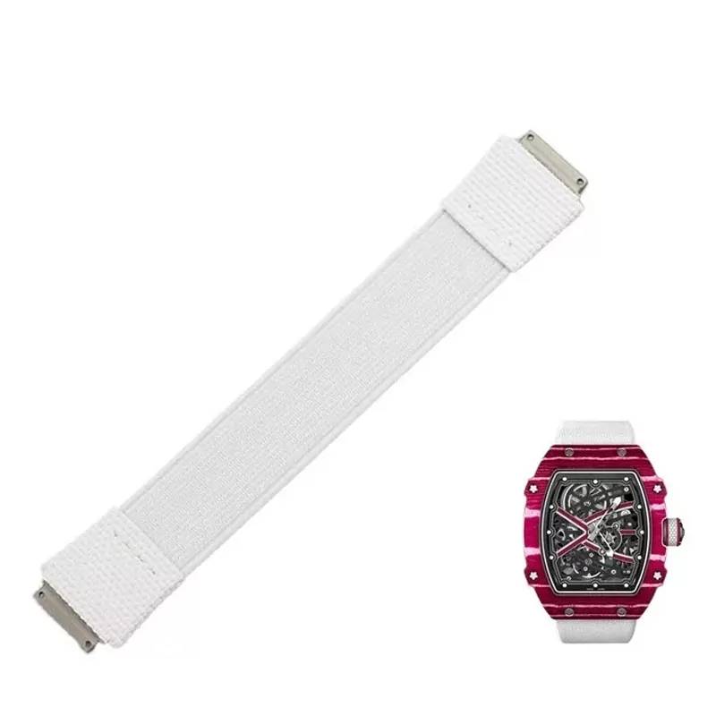Elastic_Band_for_ Richard Mille RM055, pour RM030 RM67-02 RM35-02_6 White Nylon Loop Strap for Richard Mille - RM030, RM035, RM055, RM067...