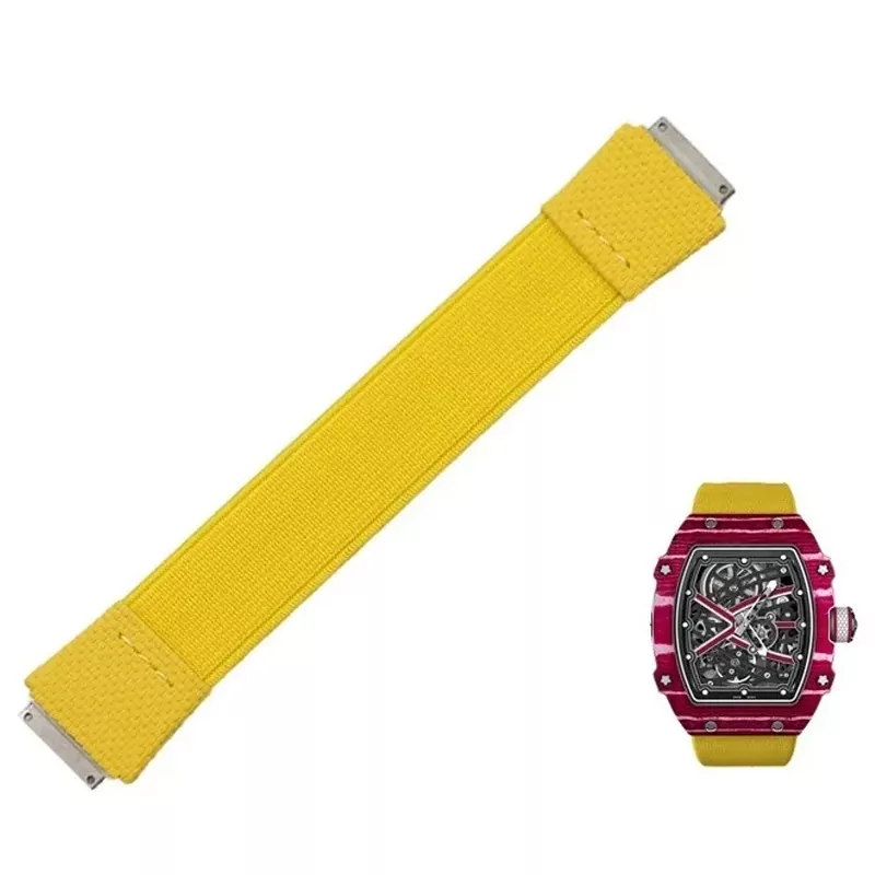 Elastic_Band_for_ Richard Mille RM055, pour RM030 RM67-02 RM35-02_9 Yellow Nylon Loop Strap for Richard Mille - RM030, RM035, RM055, RM067...