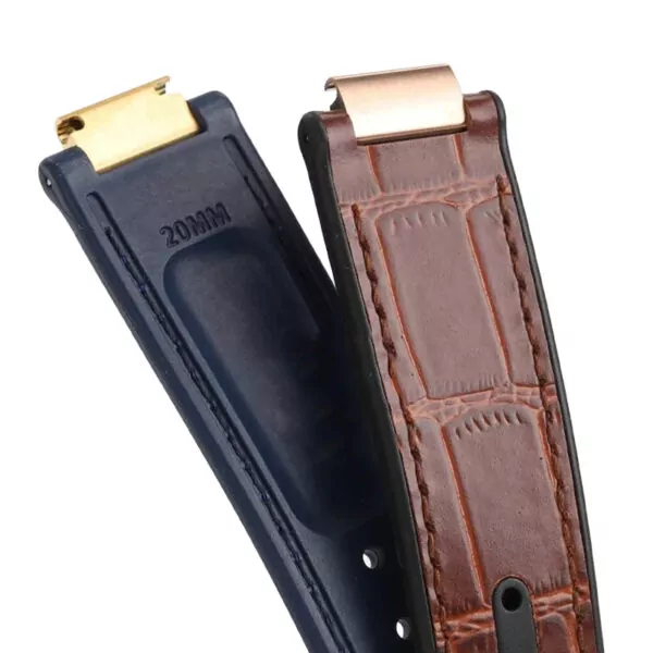 Leather_Rubber_Back_strap_bracelet_for_Cartier_Ballon_Bleu_3 Blue & Silver Leather Strap Bracelet for Ballon Bleu Cartier Rubber back- 2 sizes
