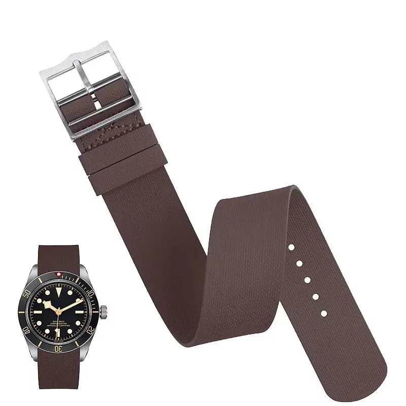 Rubber_Nato_strap_bracelet_for_Tudor_black bay_pellagos_5 Brown Nato Strap for Tudor Black Bay, Pelagos in Rubber - 3 sizes