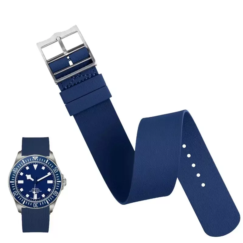 Rubber_Nato_strap_bracelet_for_Tudor_black bay_pellagos_6 Blue Nato Strap for Tudor Black Bay, Pelagos in Rubber - 3 sizes