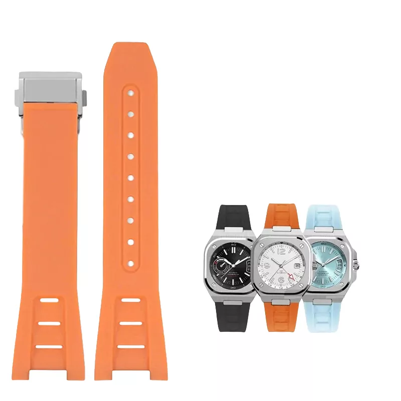 Rubber_Strap_for_Bell_ross_BRX5_BR05_1 Orange Rubber Strap Bracelet for Bell Ross for BR05/BRX5 - 25x12mm