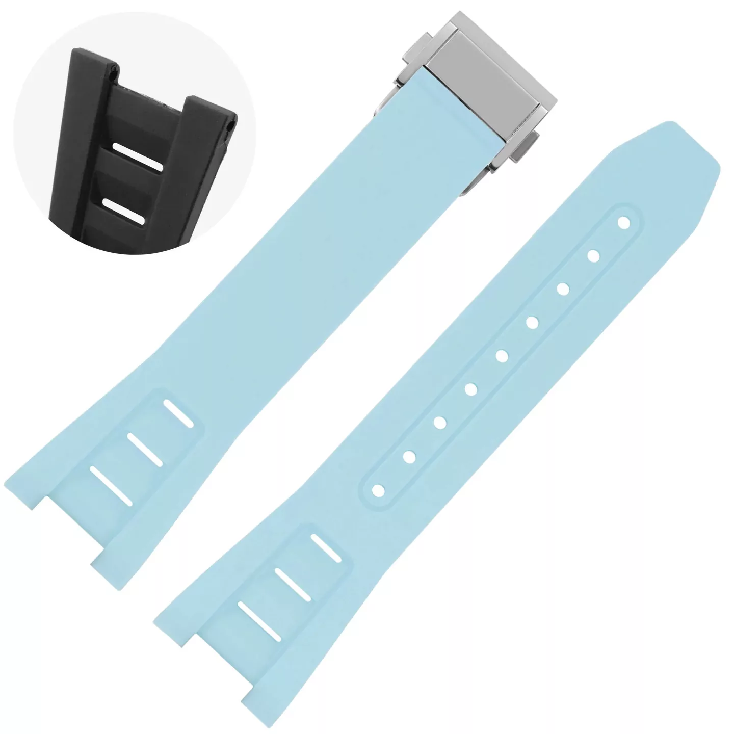 Rubber_Strap_for_Bell_ross_BRX5_BR05_8 Light Blue Rubber Strap Bracelet for Bell Ross for BR05/BRX5 - 25x12mm