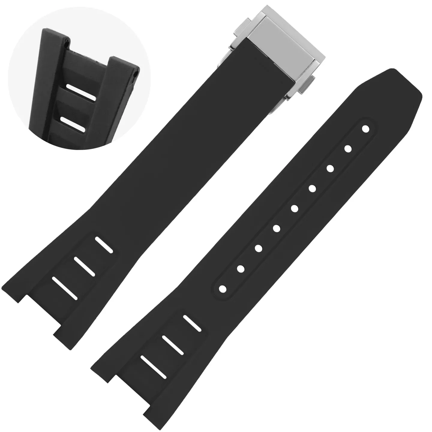 Rubber_Strap_for_Bell_ross_BRX5_BR05_9 Black Rubber Strap Bracelet for Bell Ross for BR05/BRX5 - 25x12mm