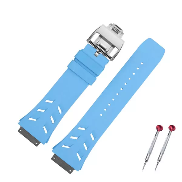 Rubber_strap_bracelet_for_Genuine_Richard_Mille_RM067_20 Vented Light Blue Rubber Strap for Genuine Richard Mille RM-067