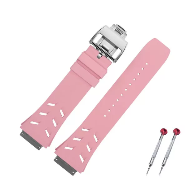 Rubber_strap_bracelet_for_Genuine_Richard_Mille_RM067_24 Vented Pink Rubber Strap for Genuine Richard Mille RM-067