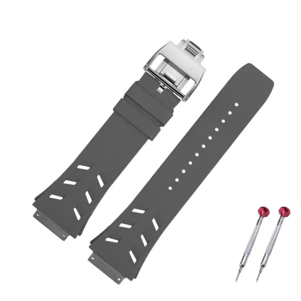 Rubber_strap_bracelet_for_Genuine_Richard_Mille_RM067_25 Vented Gray Rubber Strap for Genuine Richard Mille RM-067